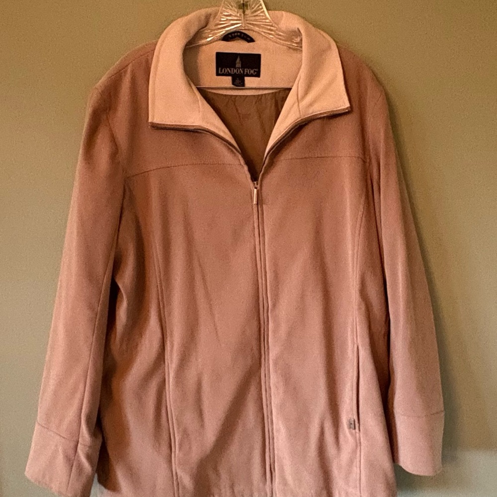London Fog Tan Micro Suede Woman’s Utility Jacket with Classic Design Size L
